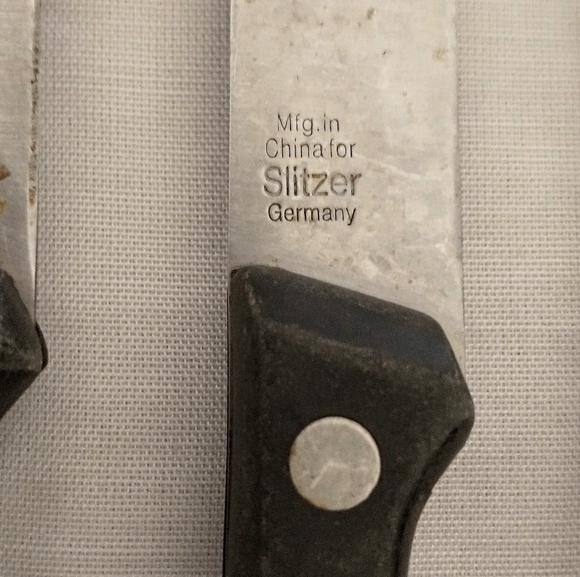 Group of 6 Slitzer Rostfrei German Knives - Stainless Steel Black Handles - Picture 4 of 11